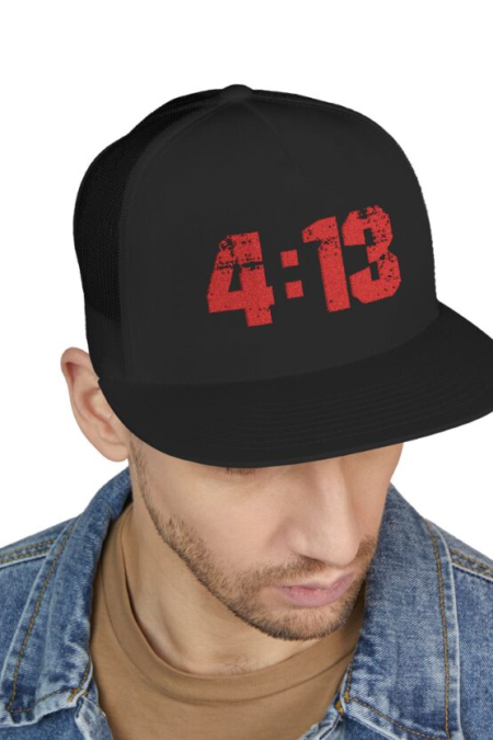 MENS 4:13 TRUCKER CAP BLACK/RED
