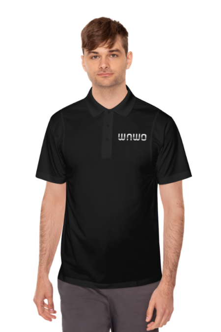 WNWO BLACK PERFORMANCE POLO